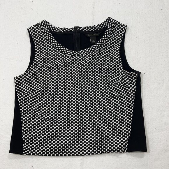 Banana Republic Tops - Banana Republic Women's XS Black & White Sleeveless Polka Dot Zip Up Crop Top